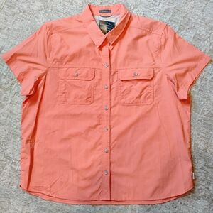 NWT XL Eddie Bauer Mountain Ripstop Orange Hiking Outdoor Button Up SS Shirt NEW